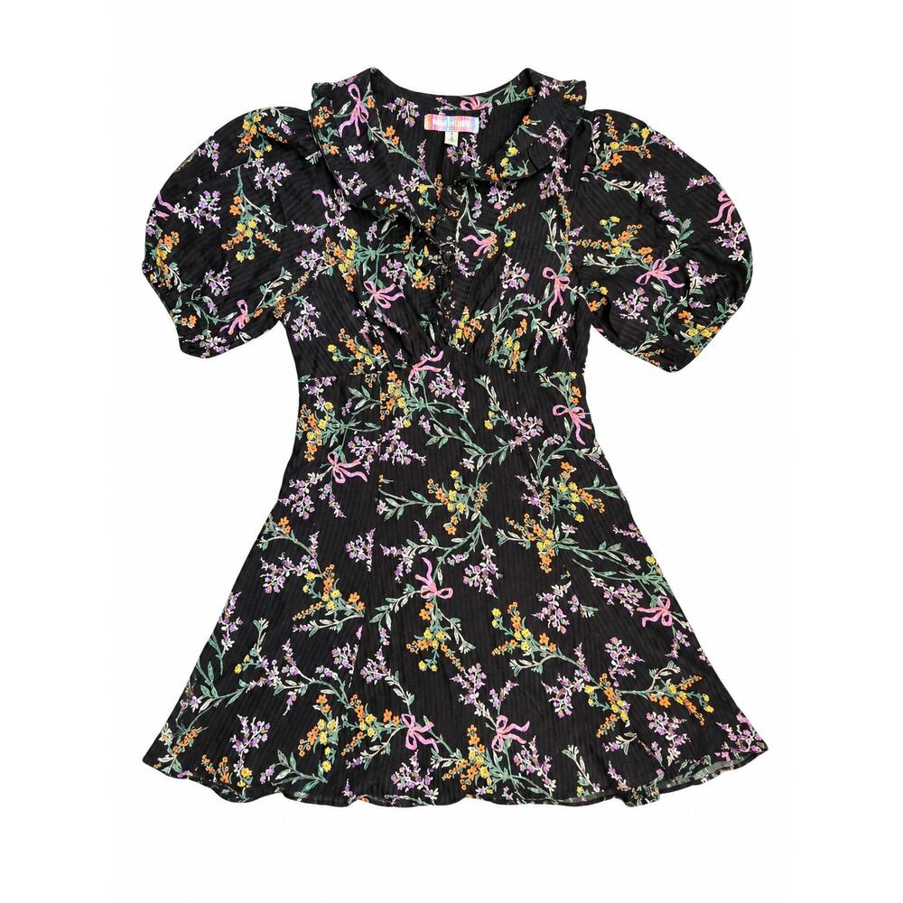 Urban Outfitters Black Floral Puff Sleeve Mini Dress Size Small